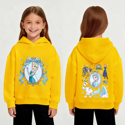 Disney Stitch Frozen Elsa Plush Pullover Hoodie - Children's Winter Fleece Sweatshirt