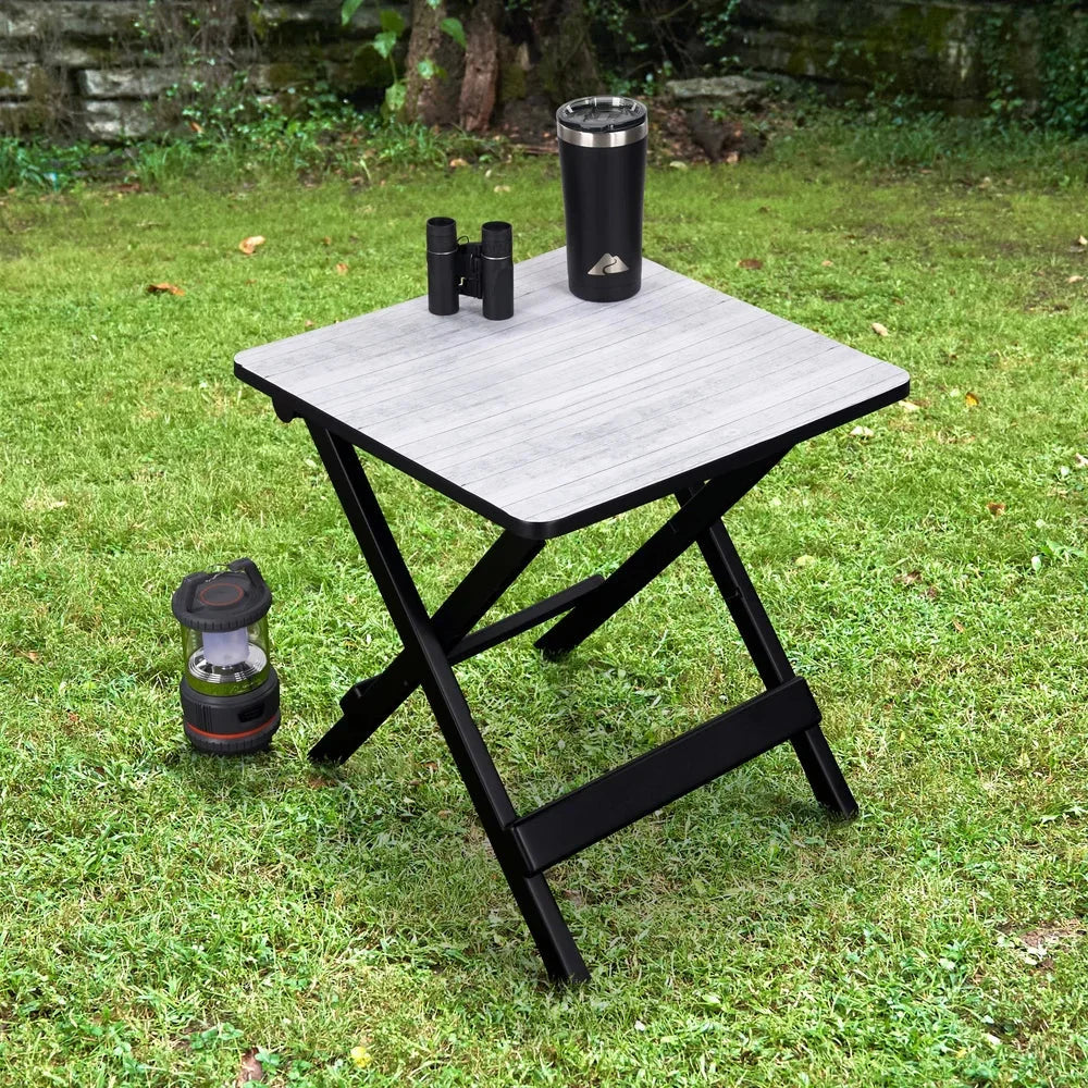 19 Inch Folding Camp Side Table Adjustable Height Lightweight Portable Plastic Outdoor Indoor Compact Stowable Easy Clean