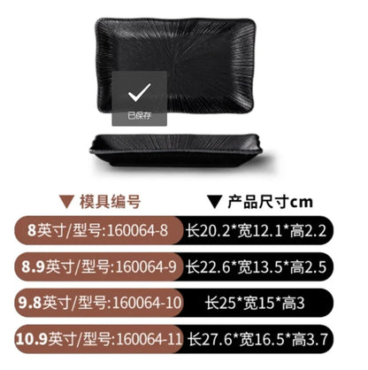 Pretty Black Melamine Plates Steak Barbecue Trays for Meal Vegetables Fruit Western Dinner Dishes Beautiful Tableware Decoration