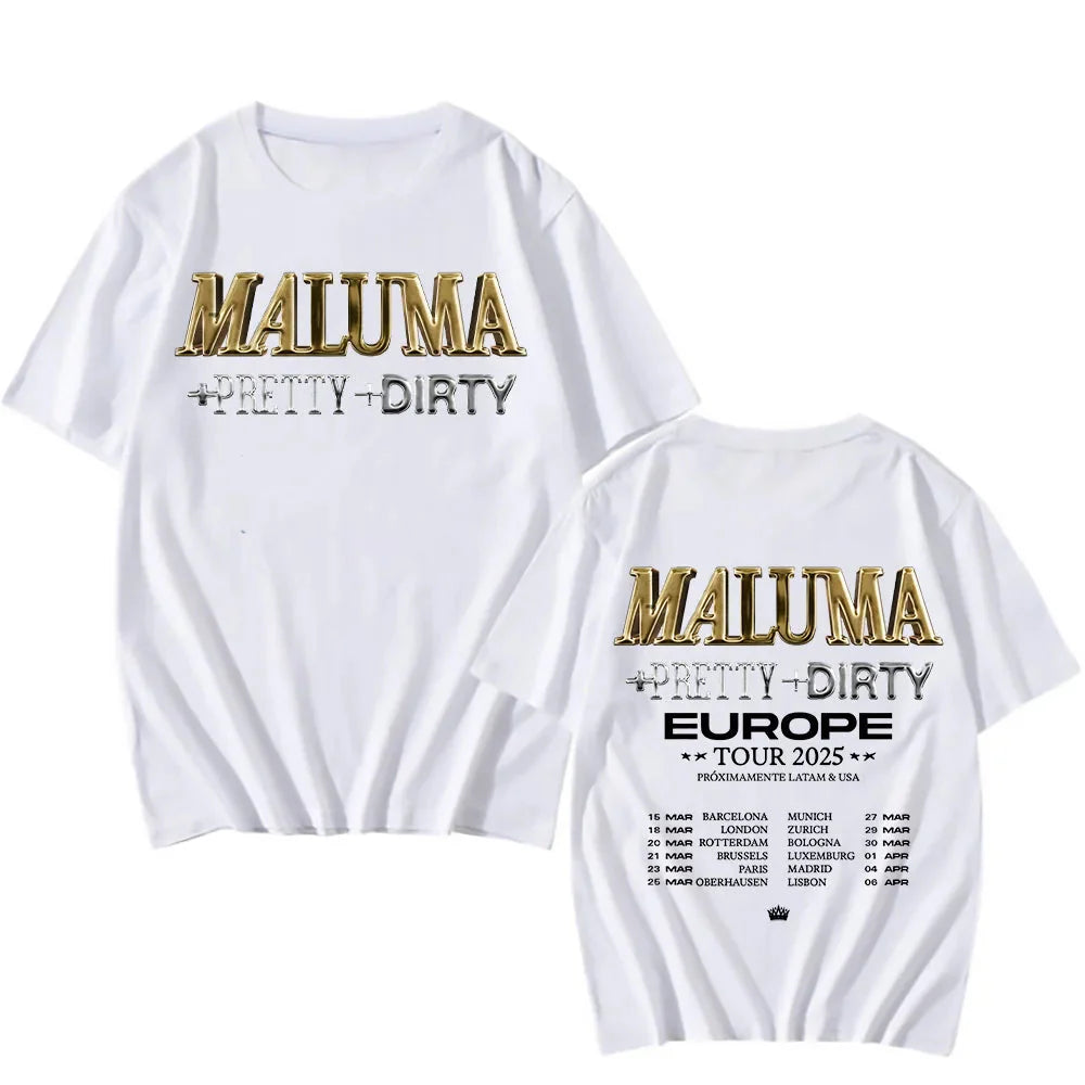 Rapper Maluma T-shirts Maluma +pretty+dirty Europet Tour 2025 Tshirt Men Women Cotton Tees Y2k Unisex Retro Harajuku Top Clothes