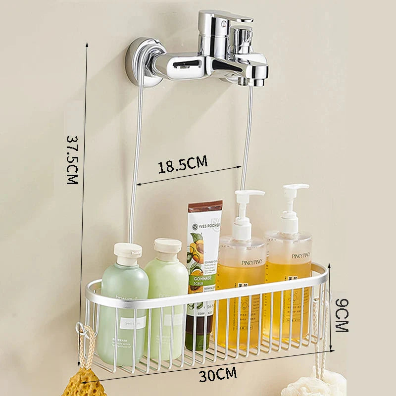 Aluminium Bathroom Shelf Without Drilling Shower Shelf Shelves Shampoo Holder Basket Storage Organizer Bathroom Accessories