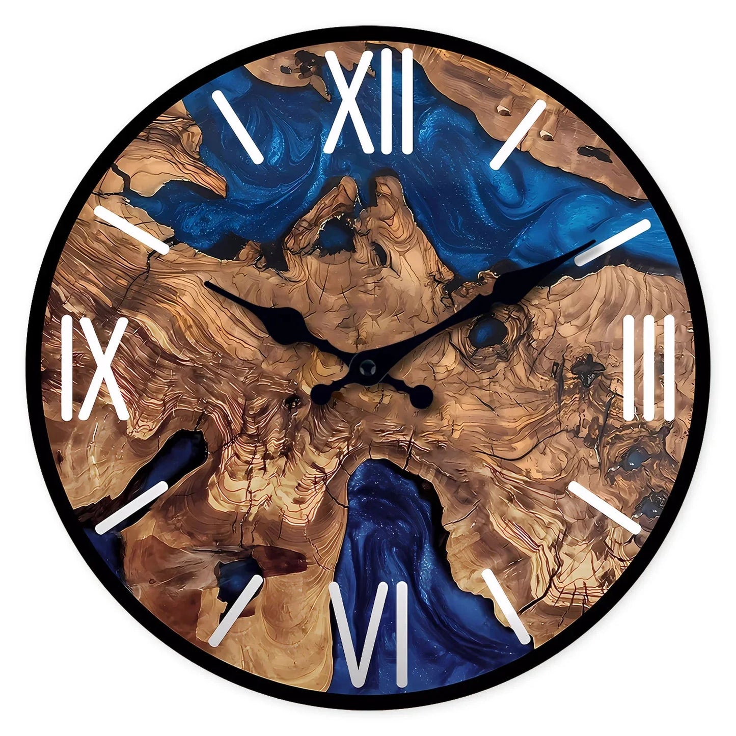 Abstract Roman Numeral Wooden Wall Clock for Living Room, Bedroom, Kitchen, Home Decoration, Silent Quartz Clock, Holiday Gift, 10 Inches, 12 Inches 14inch 16inch (No Battery)