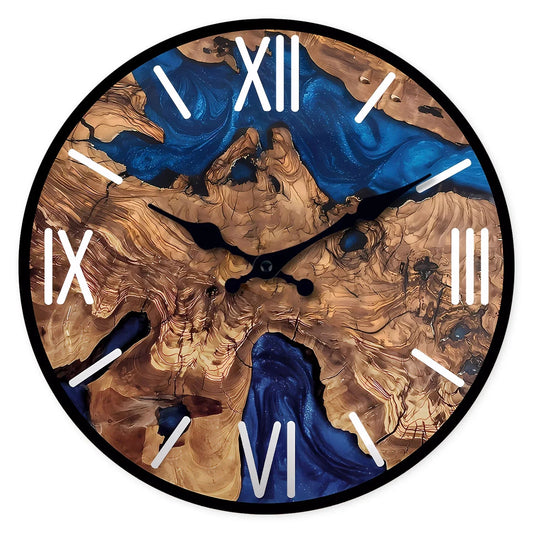 Abstract Roman Numeral Wooden Wall Clock for Living Room, Bedroom, Kitchen, Home Decoration, Silent Quartz Clock, Holiday Gift, 10 Inches, 12 Inches 14inch 16inch (No Battery)