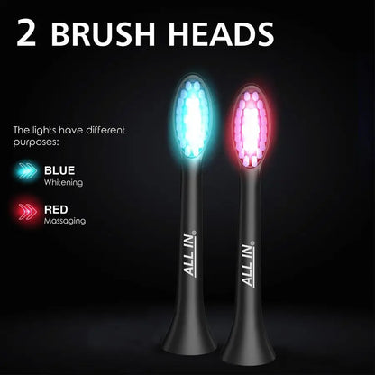 Sonic Rechargeable LED Whitening Toothbrush Blue amp RED LED Light Technology 4 Advanced Deep Cleaning Modes with a Timer Adult