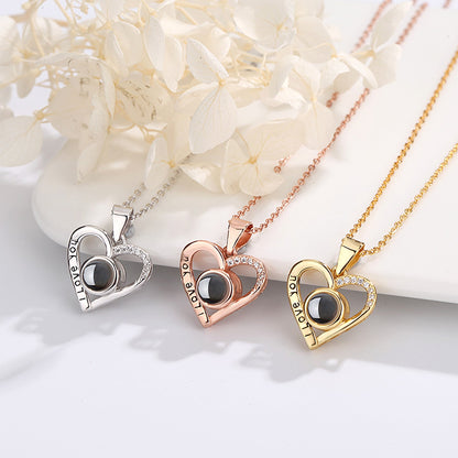 Love projection necklace with customizable photos Pendant Necklace