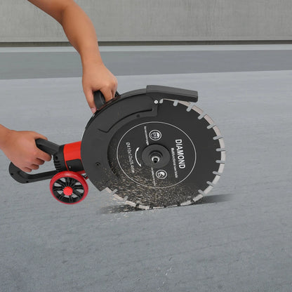 16In 4000W Electric Concrete Saw Brick Cutter Circular Saw Wall Slotting Groving with Saw Blade and Rolling Pulley 3000RPM
