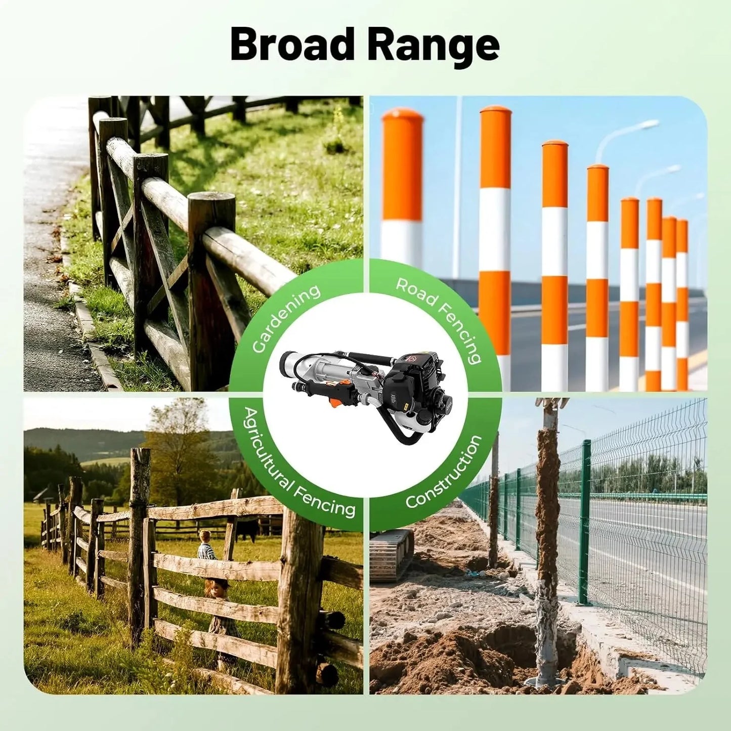 37.7CC 4 Stroke Gas-Powered T Post Driver, Gas Powered Pile Driver with Storage Box, Single Cylinder , Customized