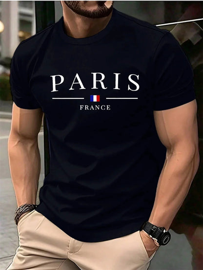 French Paris Print Men Women Pure Cotton T-shirt Popular Casual Fashion Trend Street Loose Sport Short-sleeve Adult Top Clothing