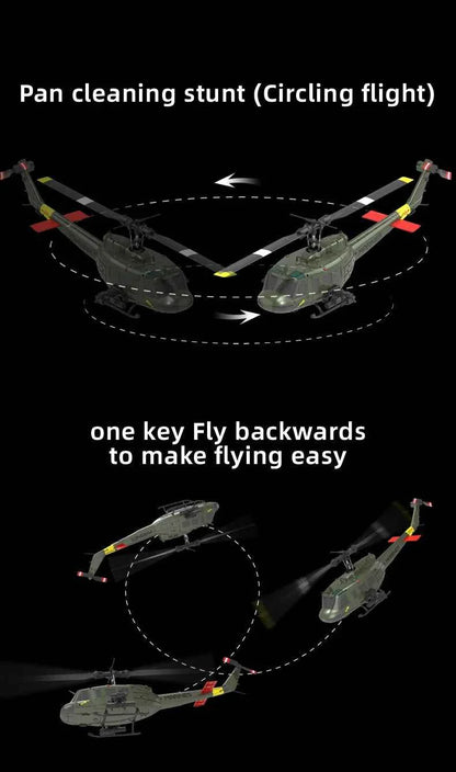 RC ERA Weathered Marine C032 UH1Huey One Click Inverted Flight TOF Optical Flow Gyro Stabilized RC Helicopter for Adults