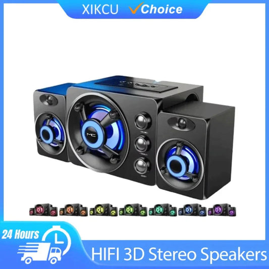 HIFI 3D Stereo Speakers Upgrade With LED Light AUX USB Wired Wireless Bluetooeh 5.0 Audio Home Theater Surround Sound Bar TV