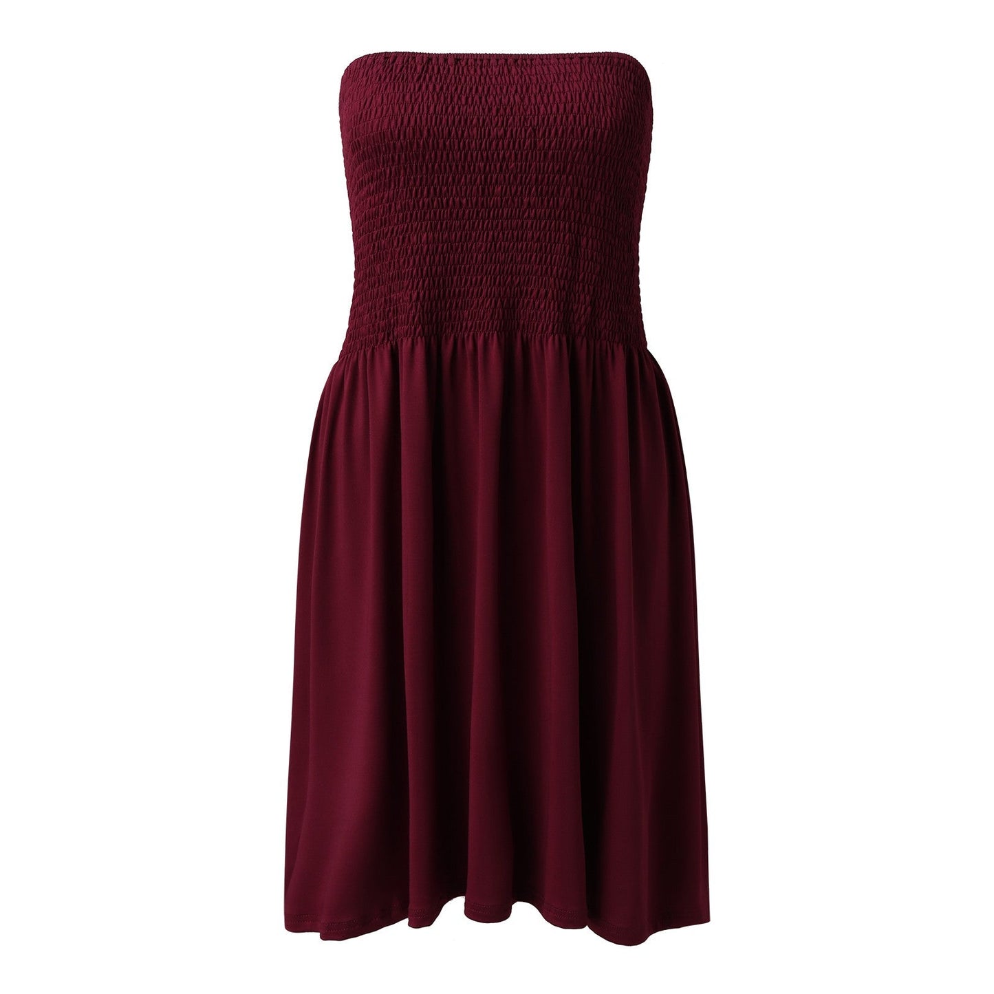 Sexy Off Shoulder Strapless Dress Women Summer Pleated Elastic Waist Party Beach Dresses Ladies Elegant Beach Flowy A Line Dress