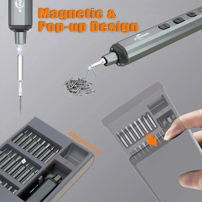 KUNLUN 68-in-1 Mini Electric Screwdriver Set, Small Electric Screwdriver Cordless with 64 Magnetic Bits, 5 Torque Settings,