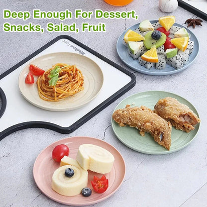 4pcs/Set Wheat Straw Plate Lightweight Unbreakable Reusable Dinner Dishes Plates Dishwasher & Microwave Safe for Kitchen Camping