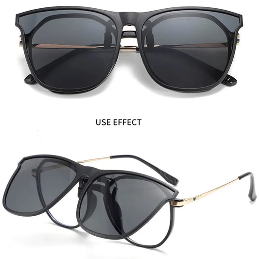 Polarized Clip On Sunglasses Men Car Driver Goggles UV400 Sun Glasses Anti Glare Vintage Square Glasses