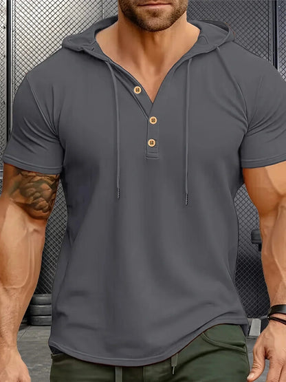 Men's T Shirt Summer Slim Fitness Hooded Short-Sleeved Tees Male Lightweight Hoodie Fitness Breathable Sports Tops