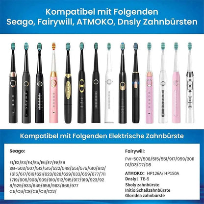 Premium Replacement Toothbrush Heads for Fairywill & Seago - Du Pont Bristles - Compatible with FW-507/508/D1/D3/D7