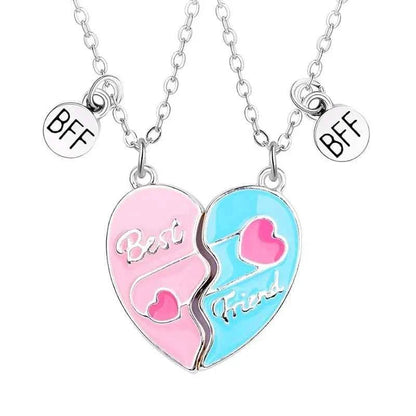 Cute Best Friends Heart Magnetic Necklace Rainbow Flower BFF Necklaces For Girls Friendship Jewelry Gifts