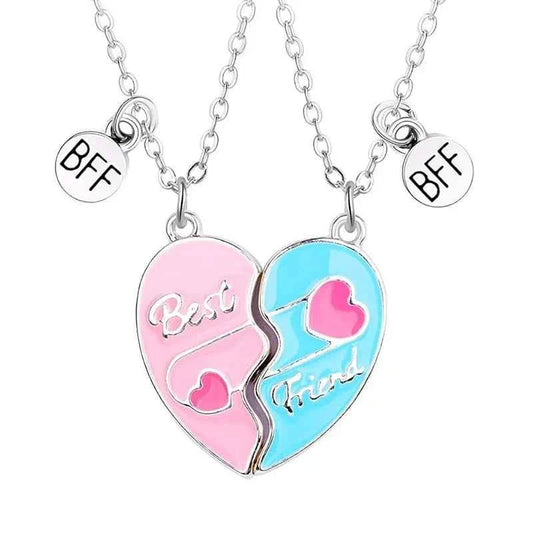 Cute Best Friends Heart Magnetic Necklace Rainbow Flower BFF Necklaces For Girls Friendship Jewelry Gifts