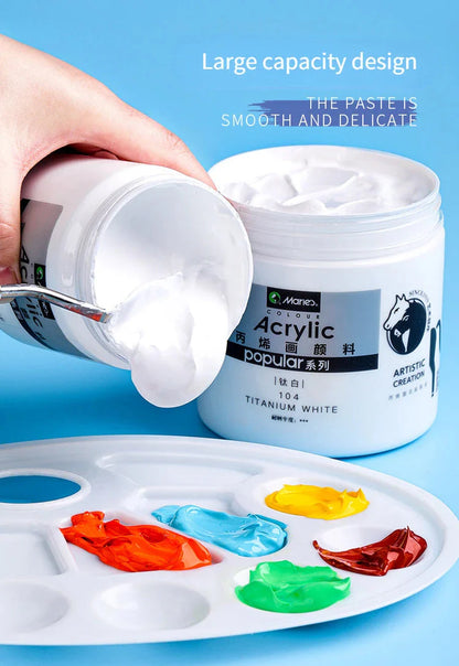 300ml White Acrylic Paints In Large Jars for Wall Painting Without Losing Color Waterproof and Sun Protection Art Supplies