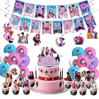 K-Pop Demon Hunters Birthday Decorations Girls Birthday Party Tableware Balloons Set Cup Plates Girls Favor Kpop Warriors Supply