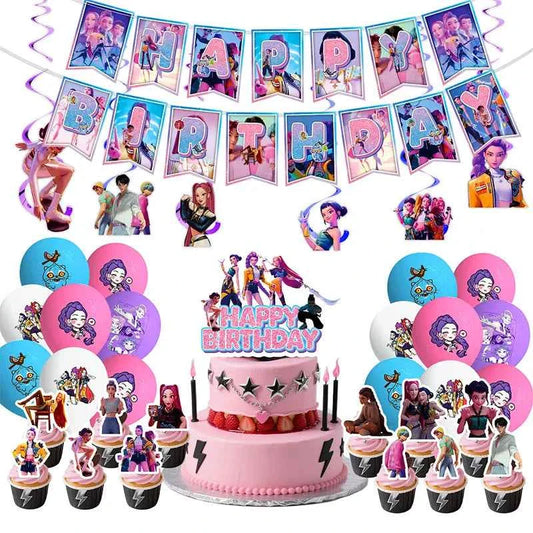 K-Pop Demon Hunters Birthday Decorations Girls Birthday Party Tableware Balloons Set Cup Plates Girls Favor Kpop Warriors Supply