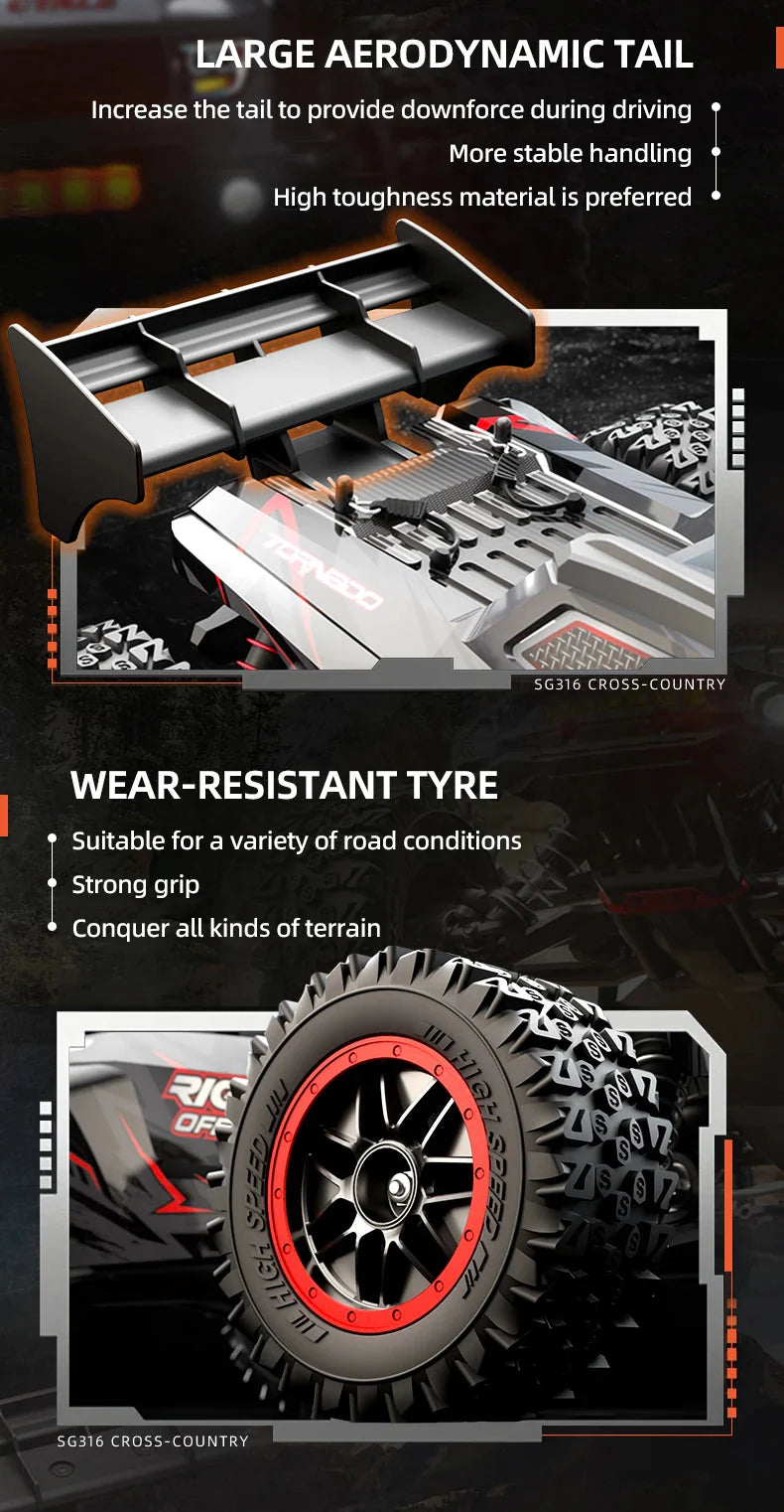 ZLL SG116 MAX 1:16 High Speed Drift Racing Car 80KM/H 4WD Off-Road Drift Remote Control Car SG316 Max Brushless Motor RC Car