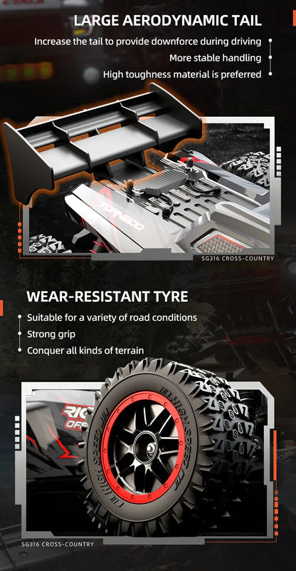 ZLL SG116 MAX 1:16 High Speed Drift Racing Car 80KM/H 4WD Off-Road Drift Remote Control Car SG316 Max Brushless Motor RC Car