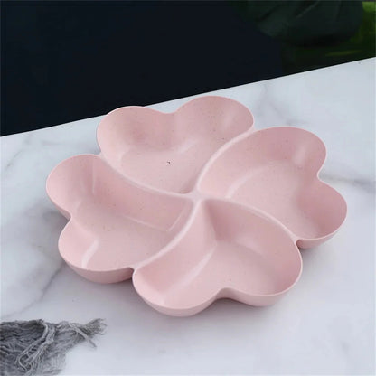 Snack Snack Plate Feel Comfortable Beautiful Shape Wheat Straw Kitchen Bar Utensils Four-leaf Clover Plate Fruit Plate