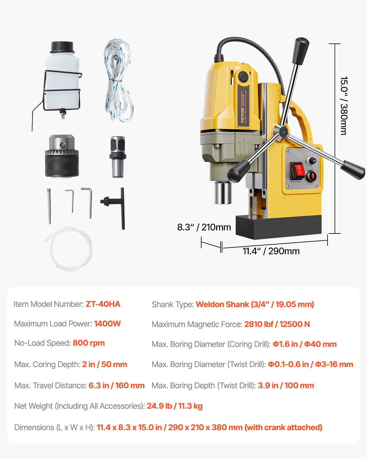 SucceBuy Magnetic Drill Boring Diameter Portable Electric Mag Drill Press Drilling Machine Metal Surface Industrial Improvement