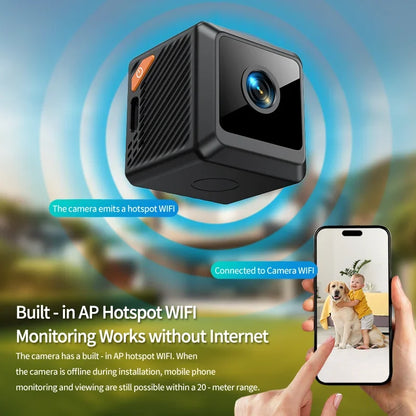 W02 Subminiature 1080P HD WiFi Security Camera - Mini Smart Home Surveillance with Night Vision & Motion Detection