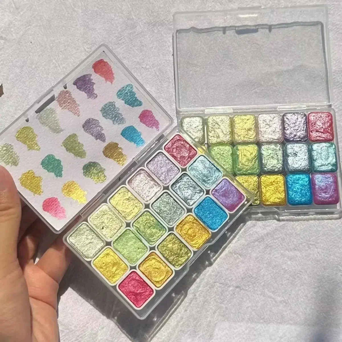 Master Grade 16 Colors Pearlescent Solid Watercolor Paint Mineral Nail Art Flower Painting Dyeing Tool Thangka ES
