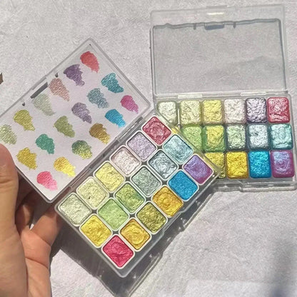 Master Grade 16 Colors Pearlescent Solid Watercolor Paint Mineral Nail Art Flower Painting Dyeing Tool Thangka ES