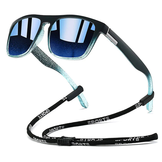 Sunglasses with Chain for Men and Women, Classic Square, Driving, Fishing, Colorful, Lightweight, Outdoor Safety Goggles