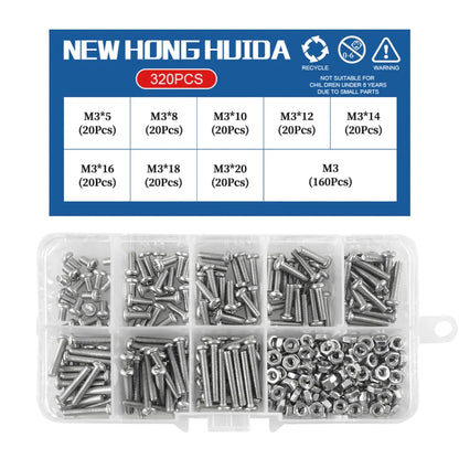 M1 M1.2 M1.4 M1.6 M2.5 M3 304 Stainless Steel Round Head Cross Small Screw Set Metric Thread Machine Bolt Assortment Kit Set