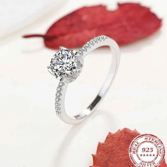 Luxury 925 Sterling Silver Classic Ring for Women jewelry Hollow ball edge diamond crown  80ct imitation diamond women's ring