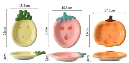 Fruit Plates Ceramic Household Cute Dessert Plates Salad Plates Home Desktop Fun Decoration Plates Mini Trays Kitchen Oil Plates