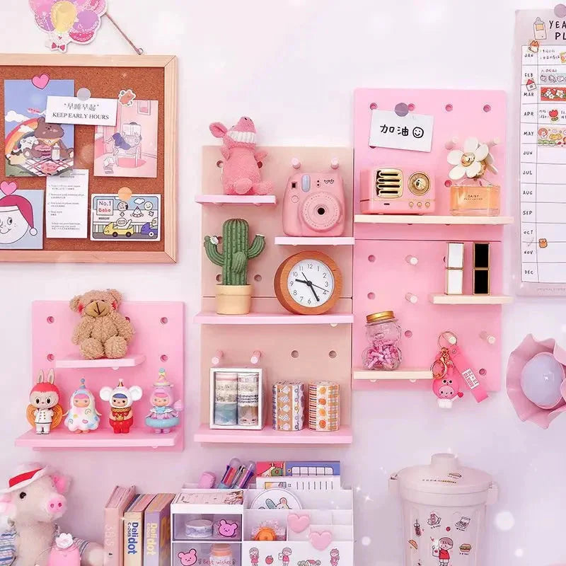 Home Decor Wall Shelves Decoration Hole Board Wall Storage Rack Storage Shelf Kitchen Bedroom Hanging Wall Shelves Wall Decor