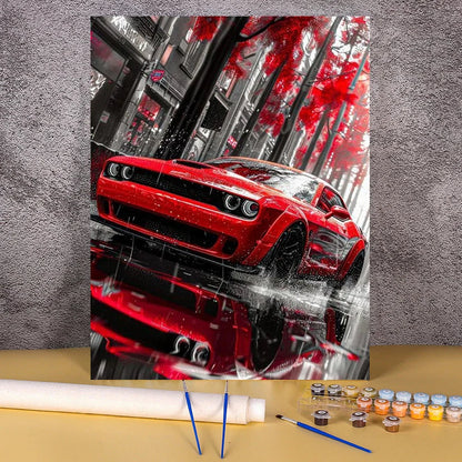 Acrylic Paint By Numbers Red Sports Car  Painting By Numbers On Canvas Coloring By Number For Adults Paint Digital Art