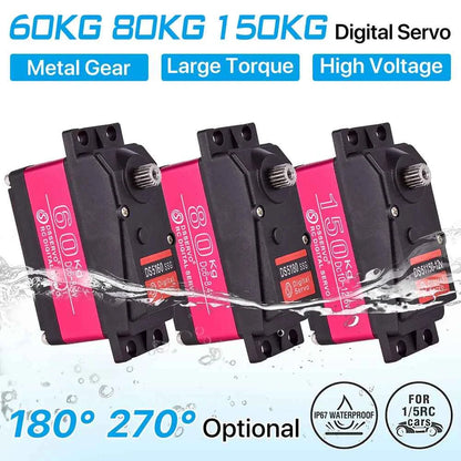 RC Steering Servo High Torque Servo Waterproof 60Kg 80Kg 150Kg 1/5 1/6 servo HV Metal Digital for  HPI Baja 5B SS RC Car