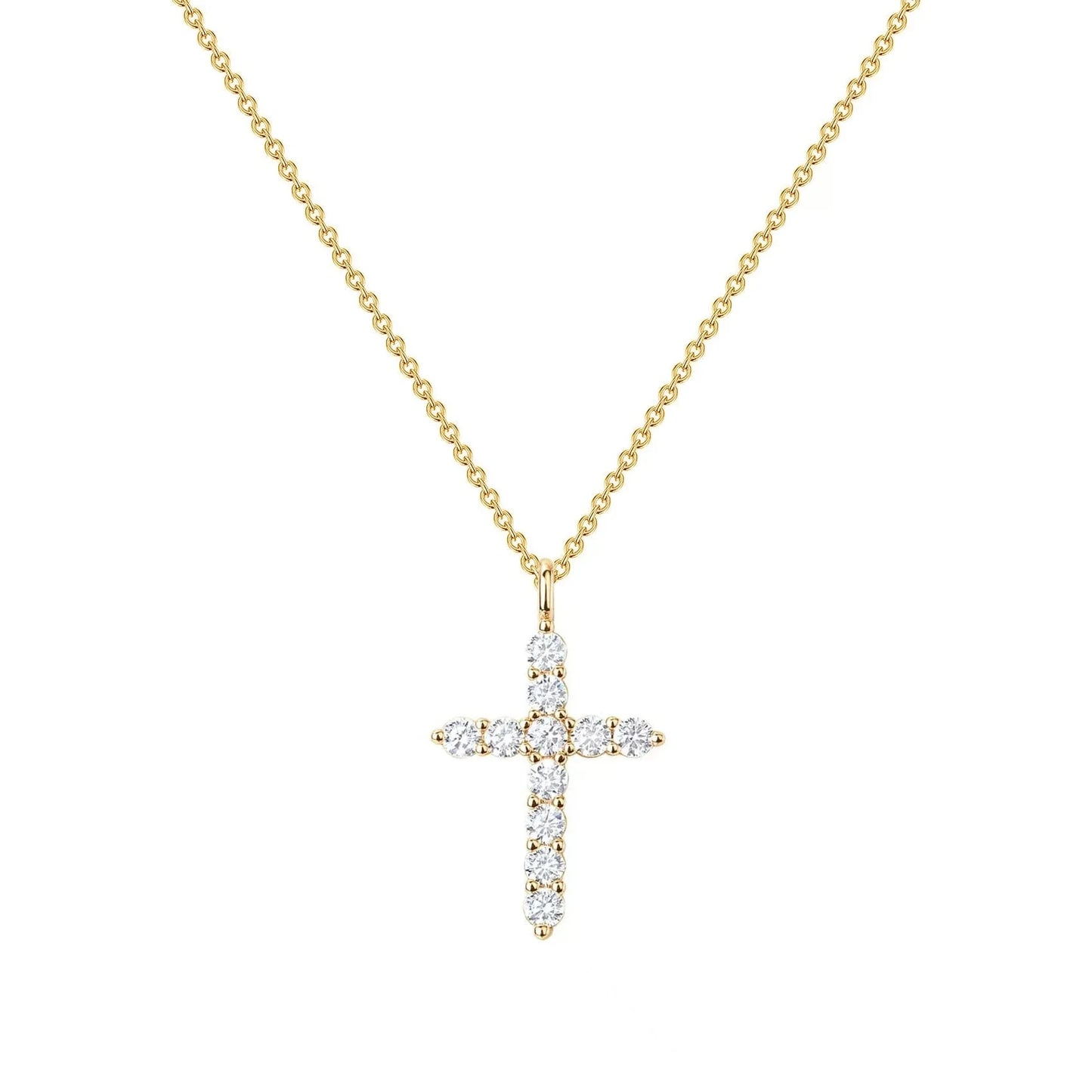 SUNSLL Cubic Zircon Rotatable Crown Cross Pendant Necklaces Classic Stainless Steel Chain Banquet Party Jewelry For Women Men