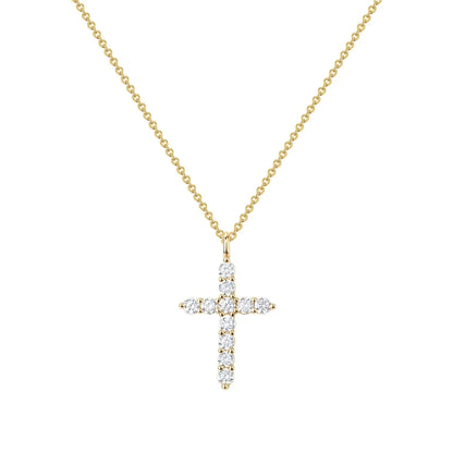 SUNSLL Cubic Zircon Rotatable Crown Cross Pendant Necklaces Classic Stainless Steel Chain Banquet Party Jewelry For Women Men