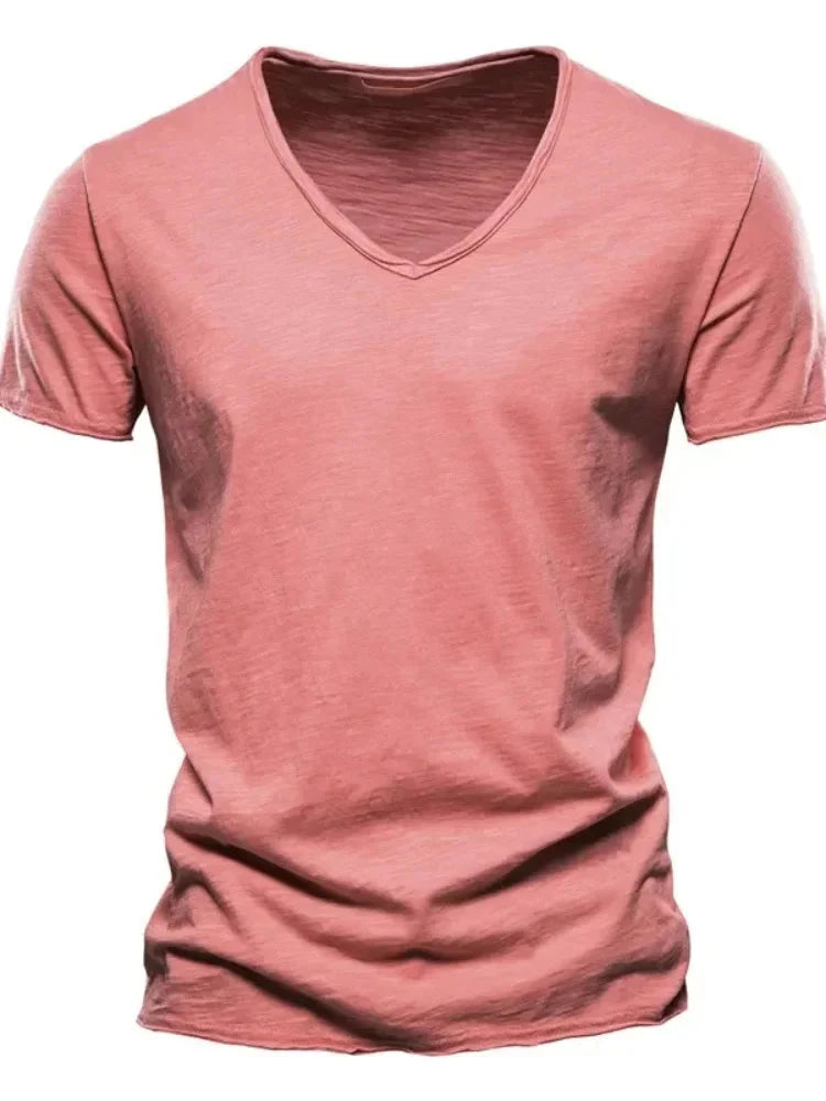 2025 New  Men T Shirt Tops V Neck Thin Short Sleeve Tees High Quality Men's Fashion Fitness Hot T-shirt For Men