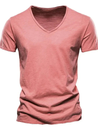 2025 New  Men T Shirt Tops V Neck Thin Short Sleeve Tees High Quality Men's Fashion Fitness Hot T-shirt For Men