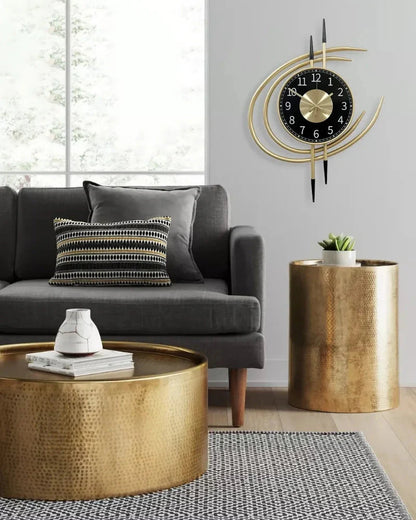 54cm Storm Eye Modern Wall Clock, Large Black Dial Metal Silent Analog Clock, Gold Luxury Decorative for Living Room Bedroom