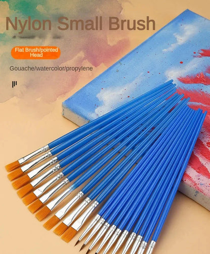 10/20/50Pcs Painting Brushes Set Art Round / Flat Brushs Nylon Hair Paint Brushes Pen for Oil Acrylic Watercolor Art Supplies