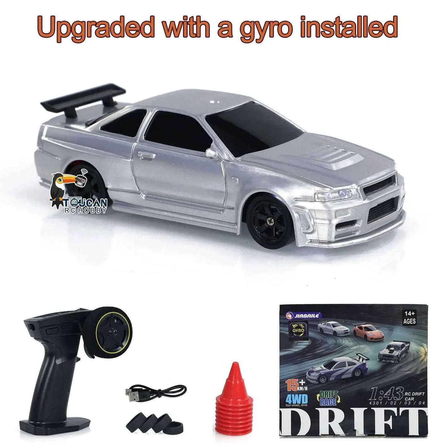 RTR RC Dift Race Car 1/43 Scale 4WD Gyro Four-wheel Drive Radio Control High Speed Model 2.4G Racing Drifting Cars Gifts Toys