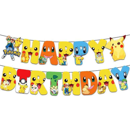 Pokemon Birthday Party Decorations Paper Tableware Plates Napkins Cups Pikachu Birthday Tablecloth Party Supplies Children Gifts