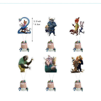Zootopia Theme Party Supplies Nick Judy Birthday Decoration Balloon Set Tableware Kit Banner Plates Gifts Bags Keychains Sticker
