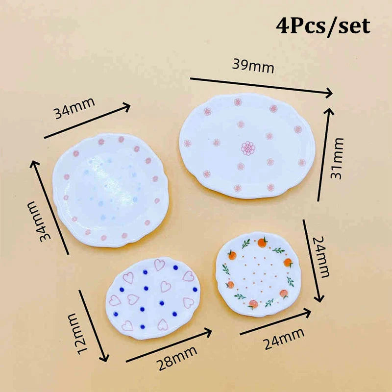 Doll Home Simulation Kitchen Tableware Accessories Dolls House Scene Decor Toy 1:12 Dollhouse Miniature Dining Plates