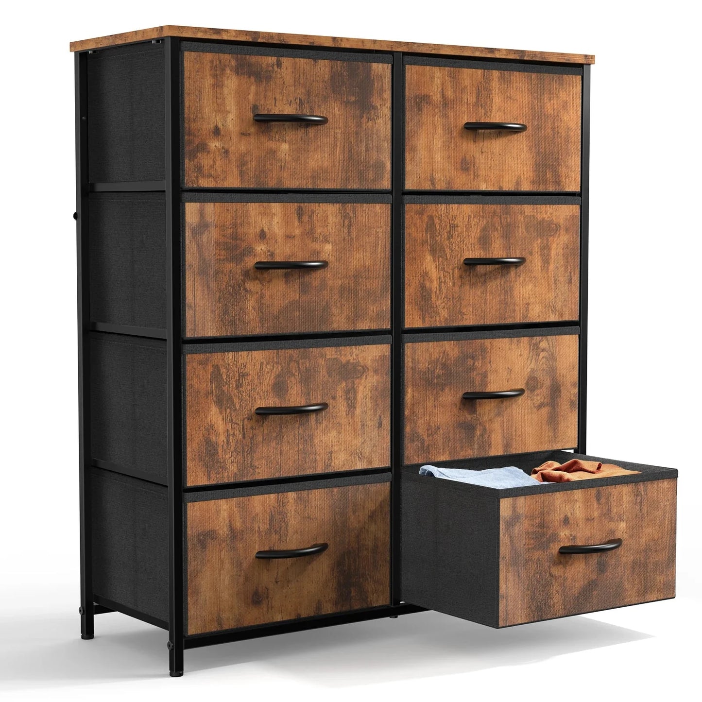 Dresser for Bedroom Storage Drawers, Fabric Storage Tower with 2/4/5/6/7/8/9/10 Drawers Sturdy Metal Frame